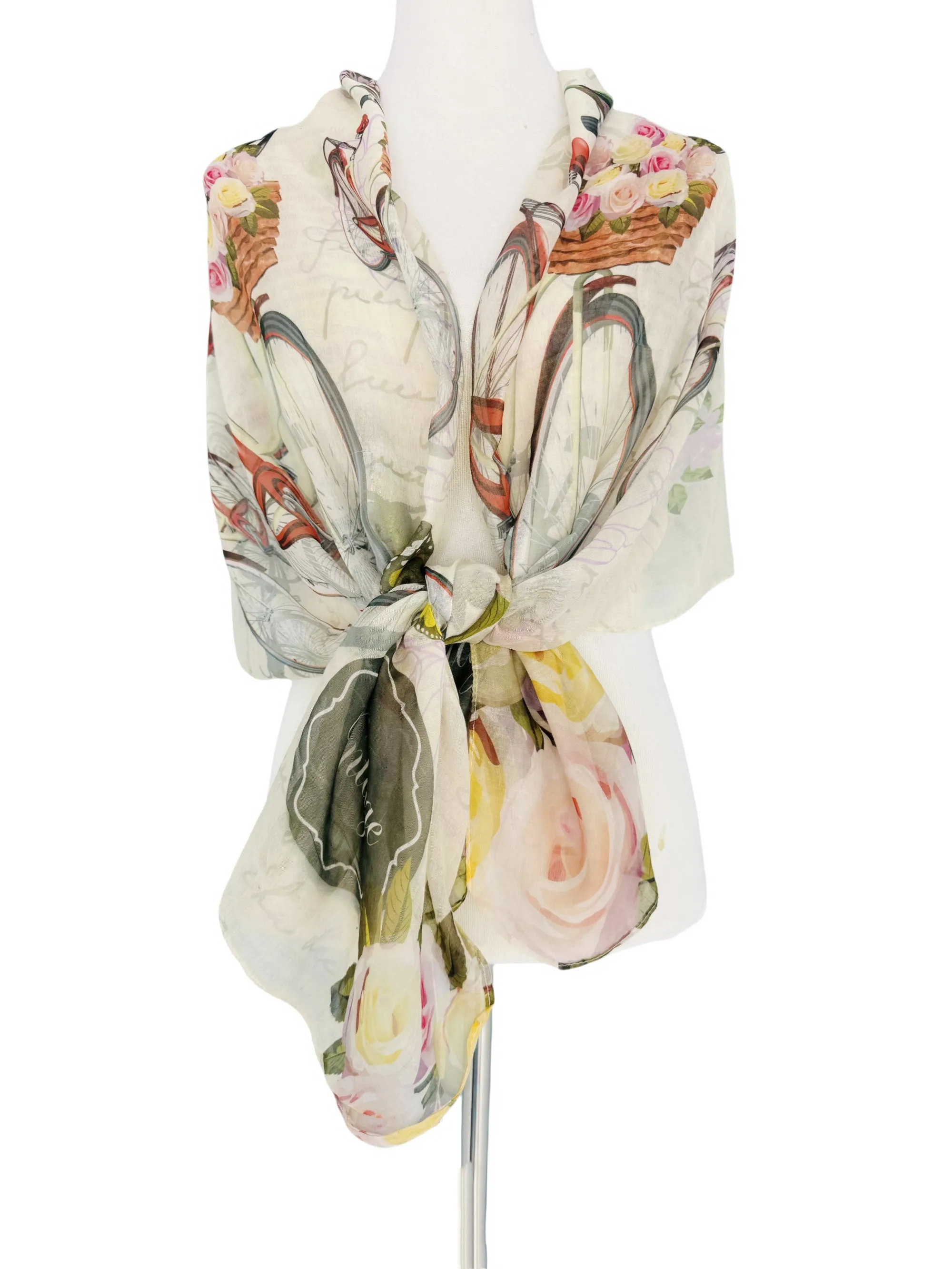 JC071308 JC Designed Bird, Floral & Butterfly Vintage Scarf