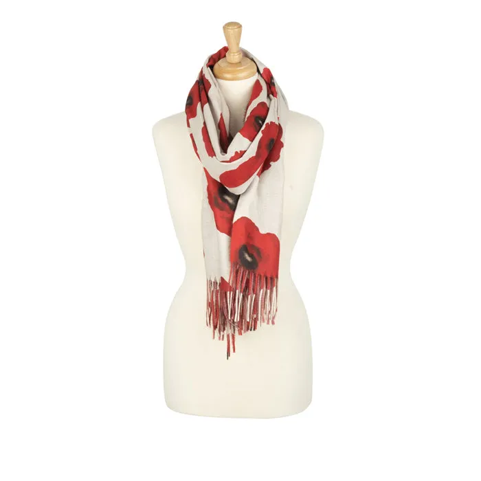 Large Poppy on Cream Soft-Touch Scarf