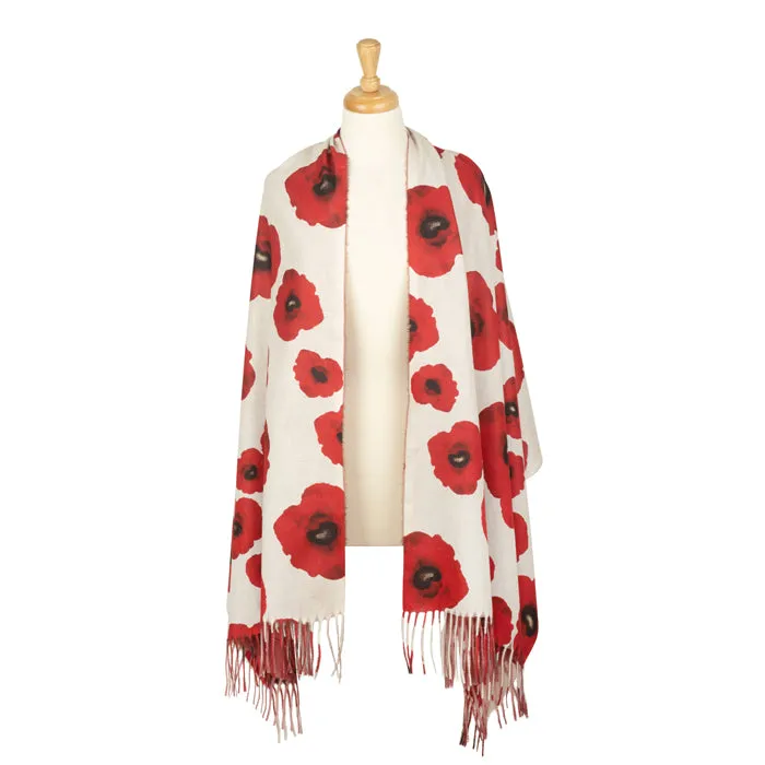 Large Poppy on Cream Soft-Touch Scarf