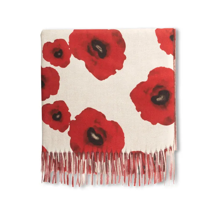 Large Poppy on Cream Soft-Touch Scarf