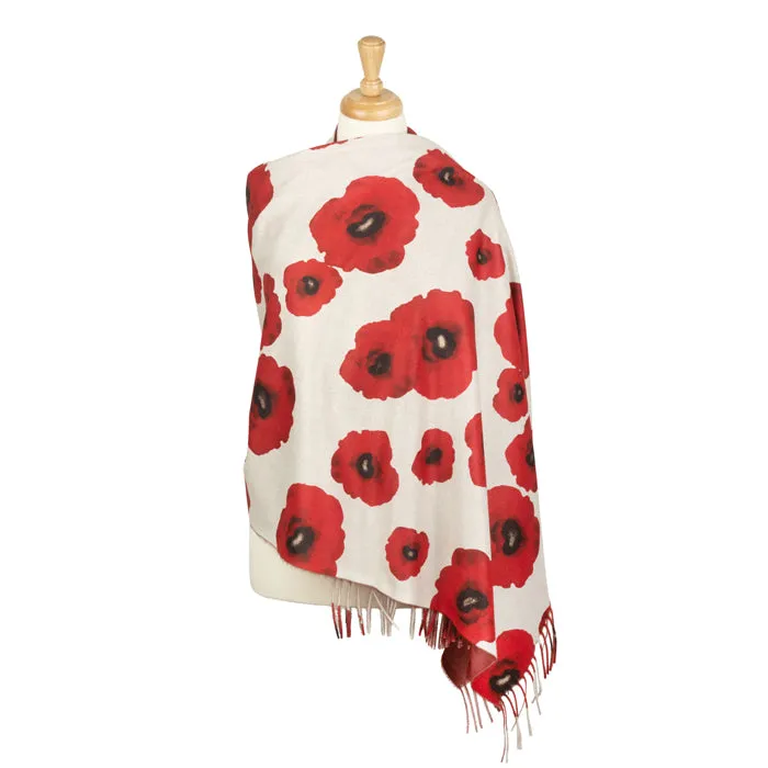Large Poppy on Cream Soft-Touch Scarf