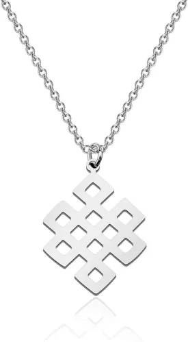 LBSBO Endless Knot Necklace Stainless Steel Buddhist Knot Necklace Infinity Knot Necklace Yoga Necklace