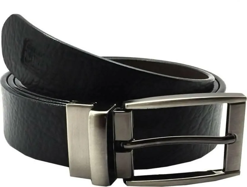 Men Casual Black Genuine Leather Reversible Belt