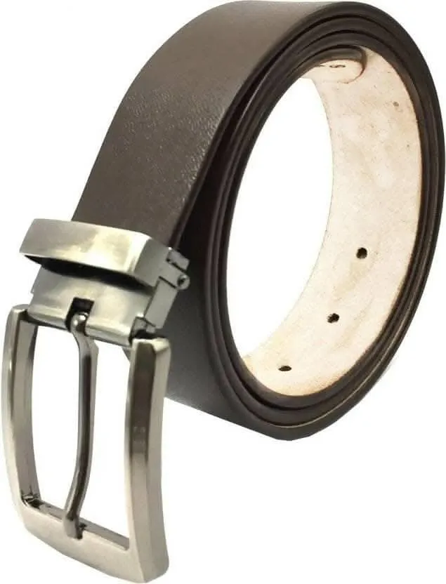 Men Casual Brown Genuine Leather Belt (Size: 36)