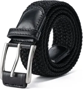 Mens Belt, Canvas Elastic Fabric Woven Stretch Multicolored Braided Belts for Golf Casual Pants Shirts Jeans