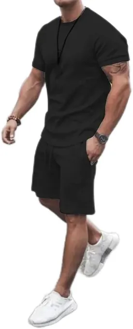 Men's Shirt and Shorts Set 2 Piece Outfits Fashion Summer Tracksuits Casual Sportwear Set