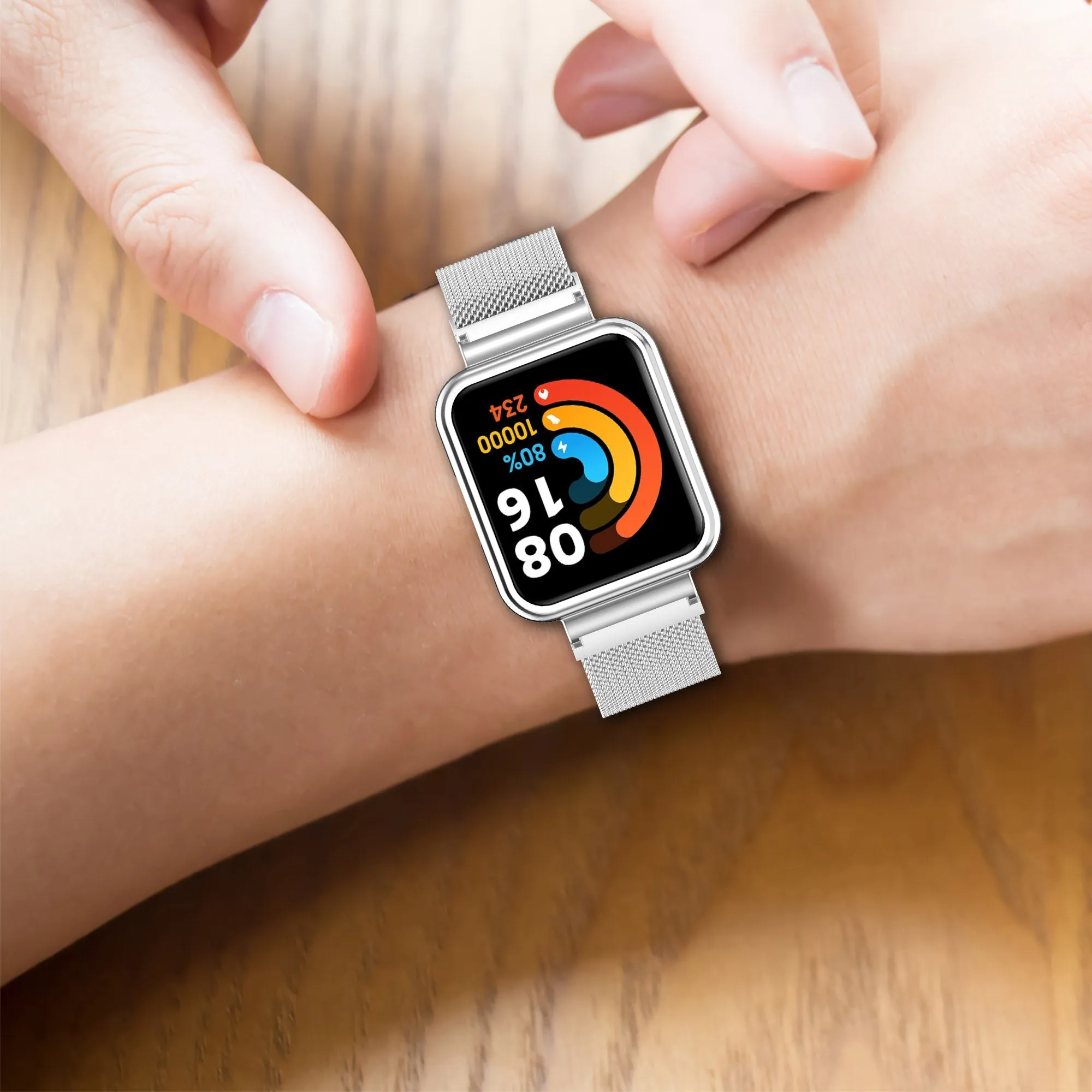 Mi Smart Watch Lite/Redmi Band | Metal Milanese Magnetic Stainless Steel WristBand Strap | Silver