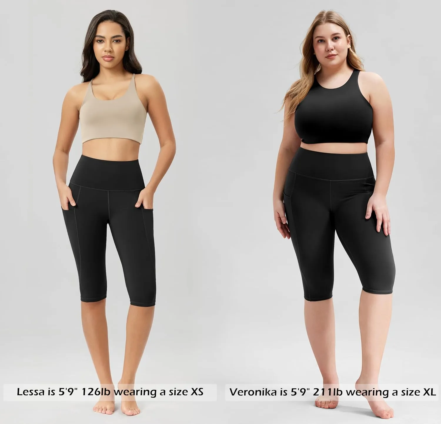 ODODOS Women's High Waisted Yoga Capris with Pockets, Tummy Control Non See Through Workout Athletic Running Capri Leggings