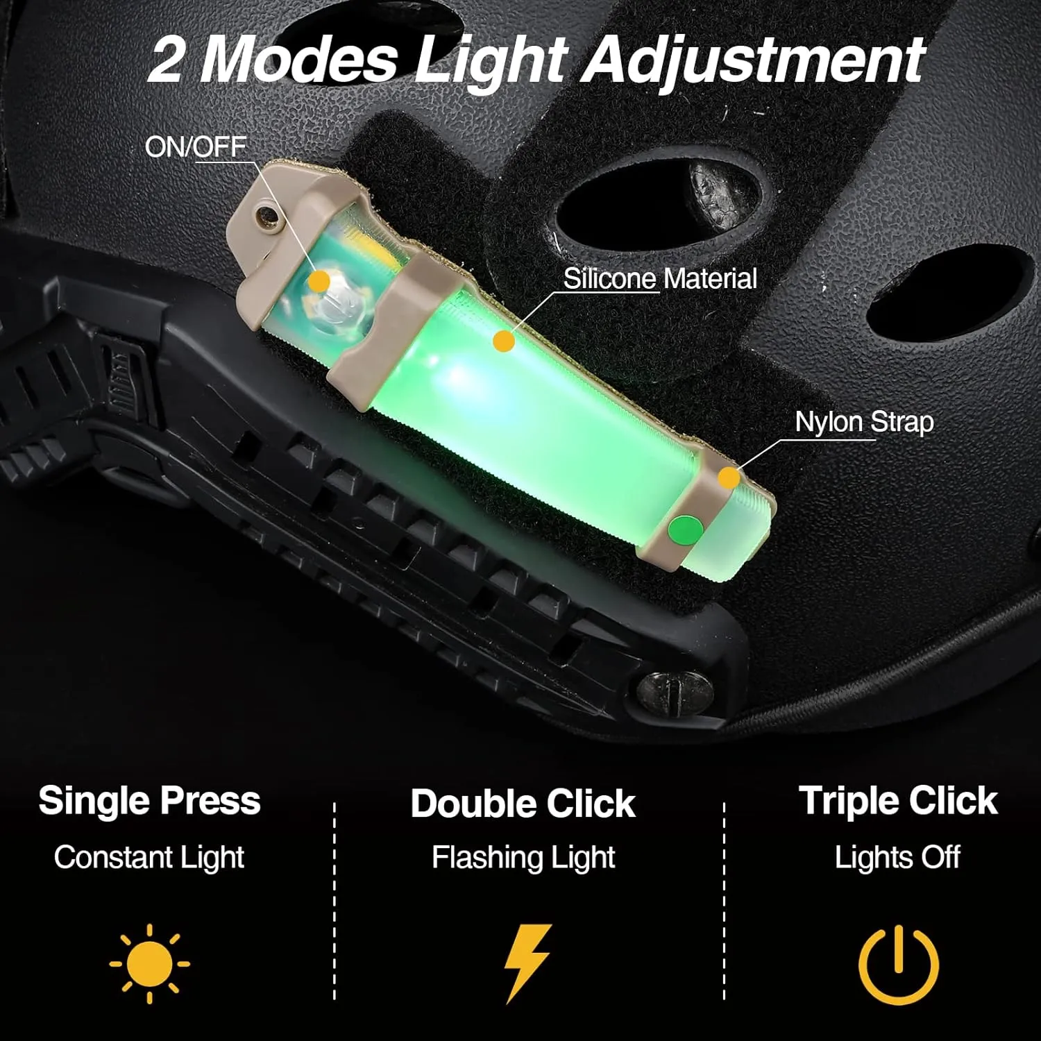 Personal Identification Marker - Tactical Helmet Light, Portable Survival Signal Light for Hiking, Boating, Cycling, Fishing