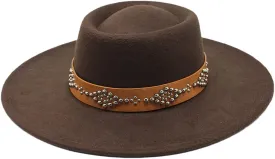 Pulcykp Women's Tweed Sombrero Felt Hat Jazz Hat Sombrero brown 56-58cm