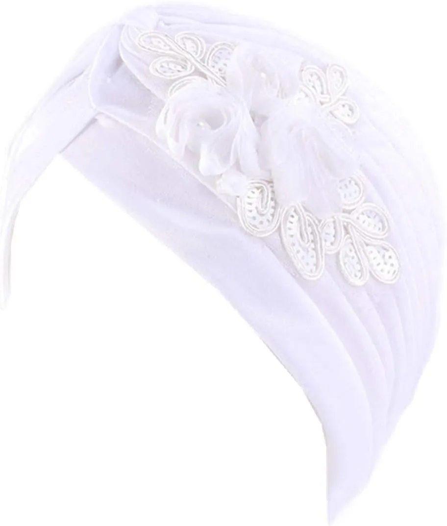 Qianmome Womens Sequin Flower Turban Elegant Muslim Beanie Head wrap Chemo Cap