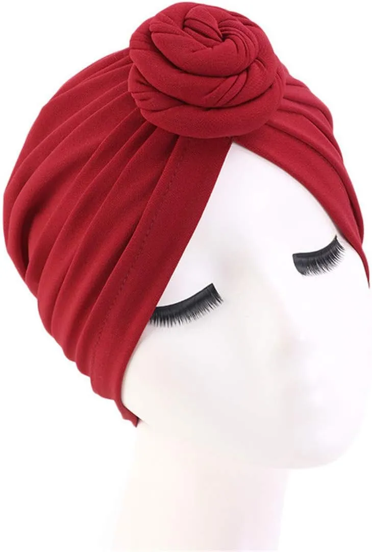 Qianmome Womens Turban African Pattern Knot Headwrap Beanie Pre-Tied Bonnet Chemo Cap Hair Loss Hat