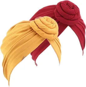 Qianmome Womens Turban African Pattern Knot Headwrap Beanie Pre-Tied Bonnet Chemo Cap Hair Loss Hat