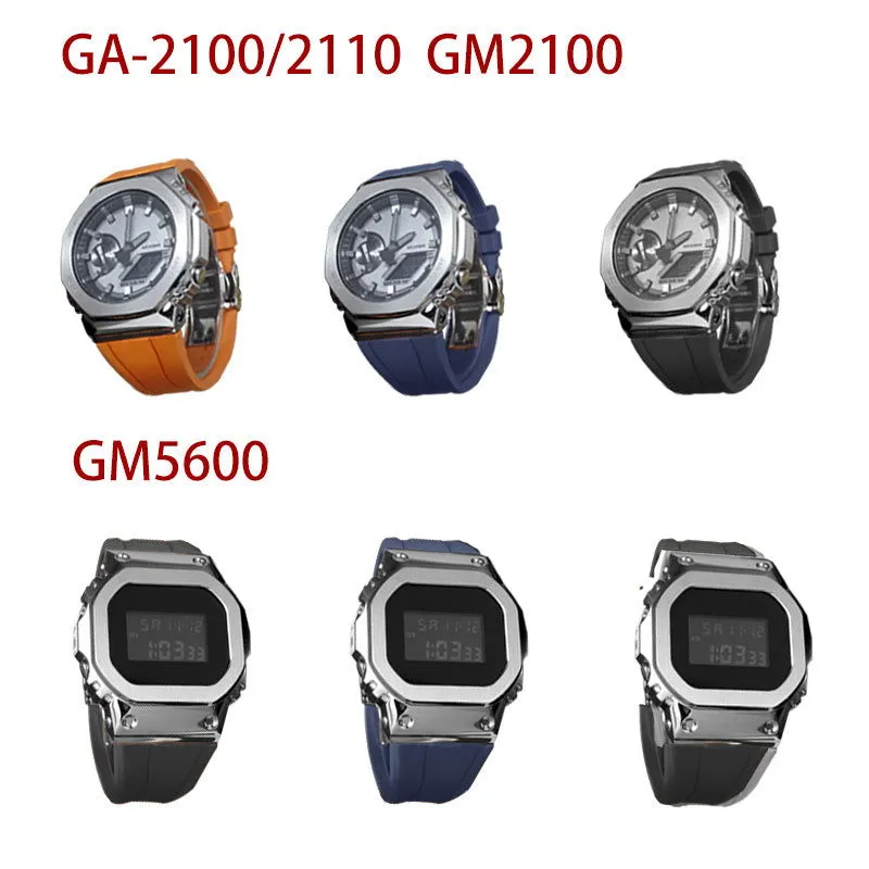Replacement Fluorine Rubber Strap Butterfly Clasp for Casio G-Shock GA-2100 GM-2100 GA-2110 GM-5600