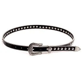 Retro Circular Rivets Belt With Silver Buckle / Decorative Belt For Jeans