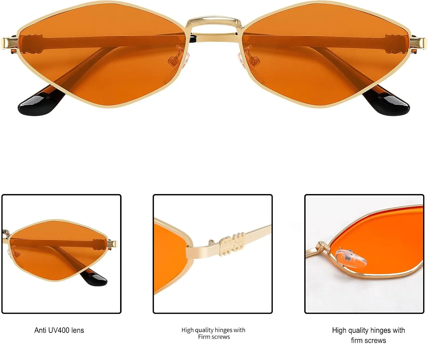 Rmerom Retro Irregular Metal Sunglasses for Women Men, 2025 Trendy Vintage 90s Chic Small Narrow Gold Frame Sun Glasses