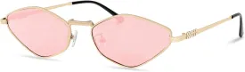 Rmerom Retro Irregular Metal Sunglasses for Women Men, 2025 Trendy Vintage 90s Chic Small Narrow Gold Frame Sun Glasses