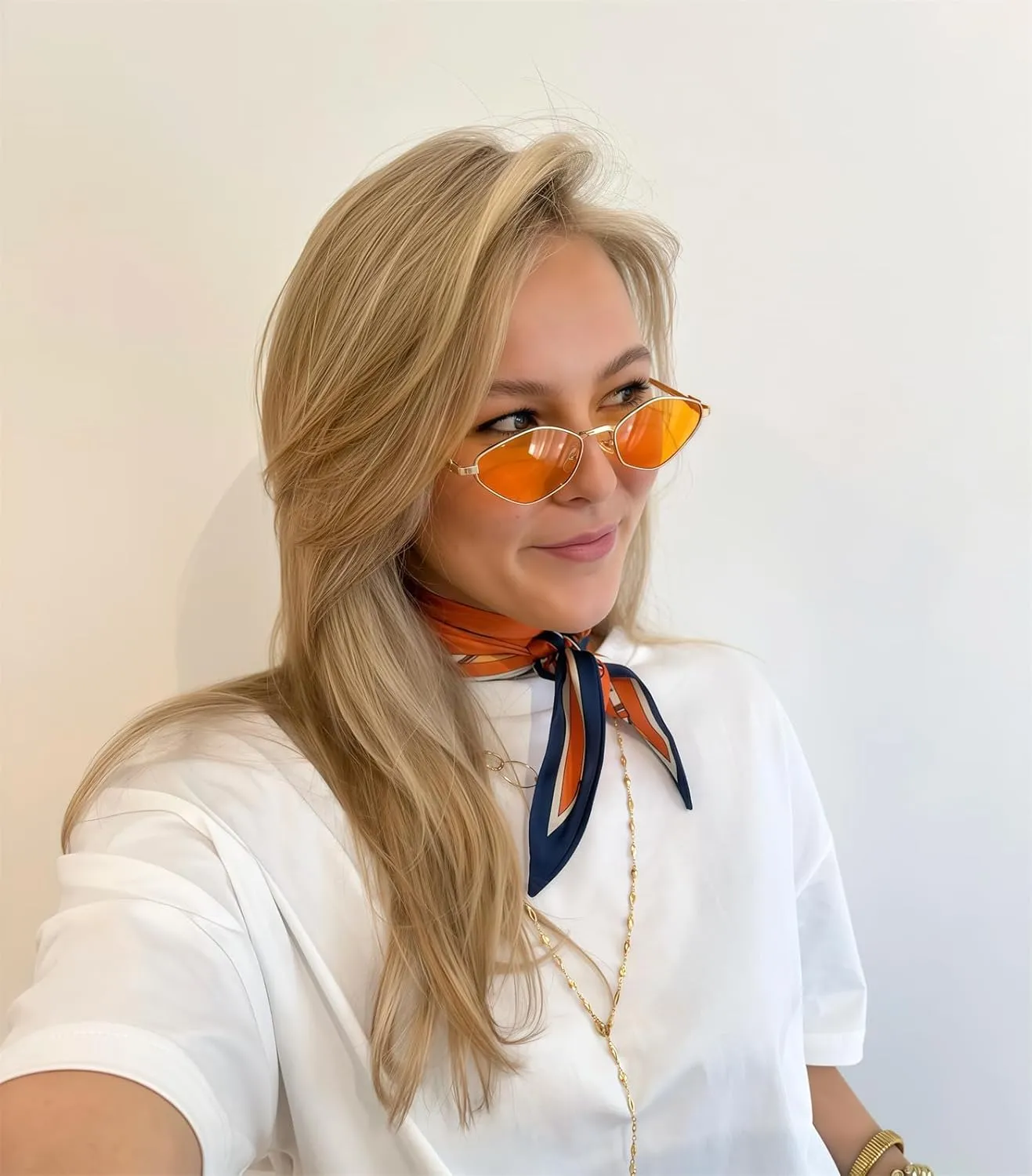Rmerom Retro Irregular Metal Sunglasses for Women Men, 2025 Trendy Vintage 90s Chic Small Narrow Gold Frame Sun Glasses