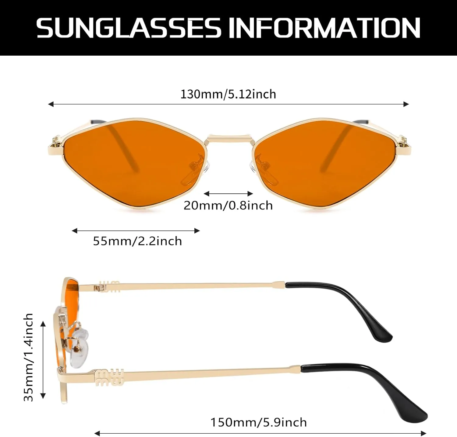 Rmerom Retro Irregular Metal Sunglasses for Women Men, 2025 Trendy Vintage 90s Chic Small Narrow Gold Frame Sun Glasses