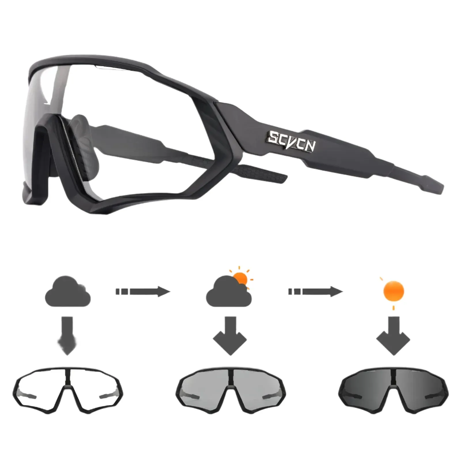 SCVCN Men Women Cycling Glasses Photochromic Bicycle Outdoor Sports Glasses MTB Road Bike Sunglasses UV400 Hiking Glasses
