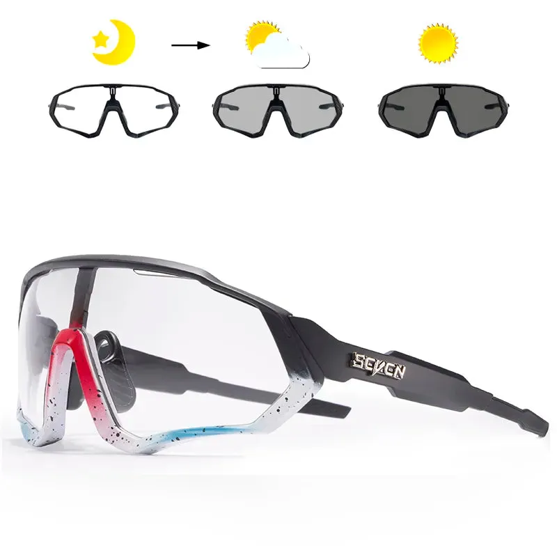 SCVCN Men Women Cycling Glasses Photochromic Bicycle Outdoor Sports Glasses MTB Road Bike Sunglasses UV400 Hiking Glasses