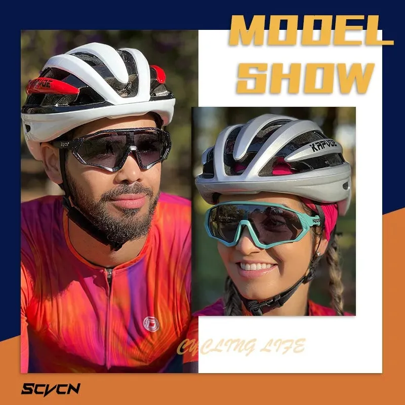 SCVCN Men Women Cycling Glasses Photochromic Bicycle Outdoor Sports Glasses MTB Road Bike Sunglasses UV400 Hiking Glasses
