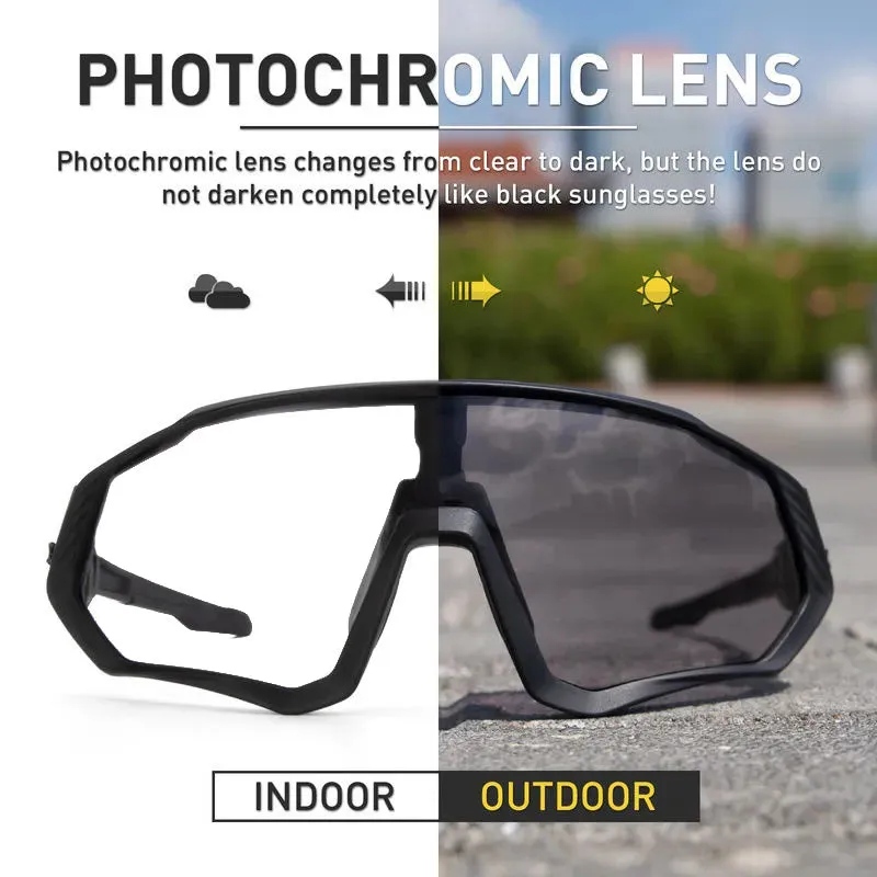 SCVCN Men Women Cycling Glasses Photochromic Bicycle Outdoor Sports Glasses MTB Road Bike Sunglasses UV400 Hiking Glasses
