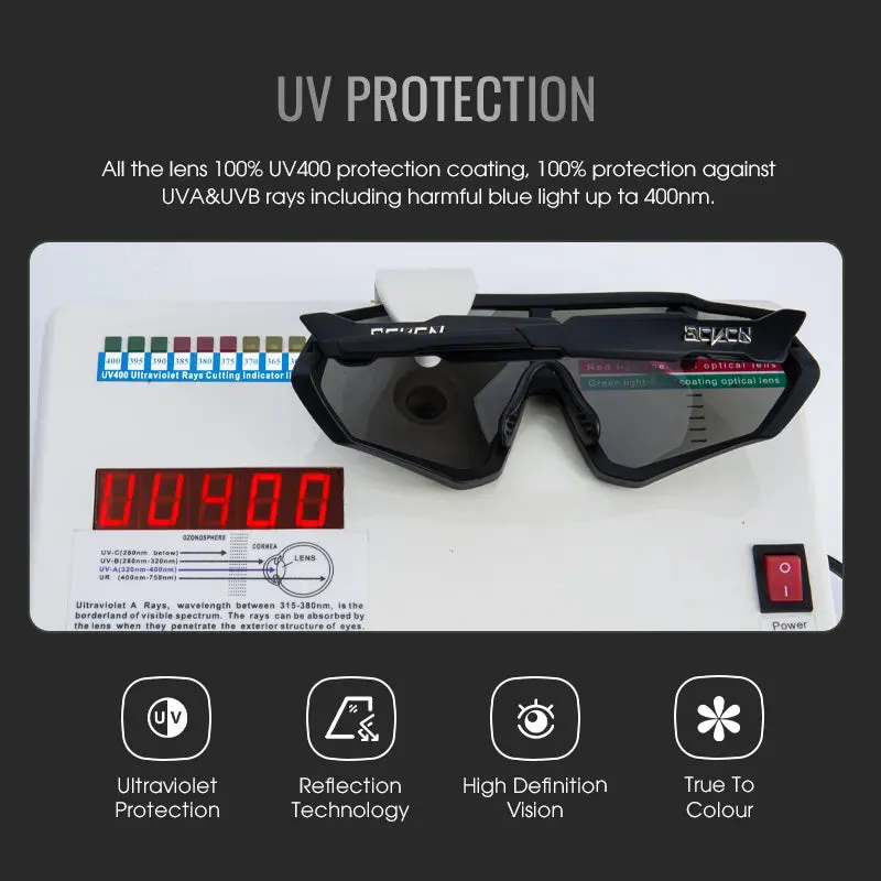 SCVCN Men Women Cycling Glasses Photochromic Bicycle Outdoor Sports Glasses MTB Road Bike Sunglasses UV400 Hiking Glasses
