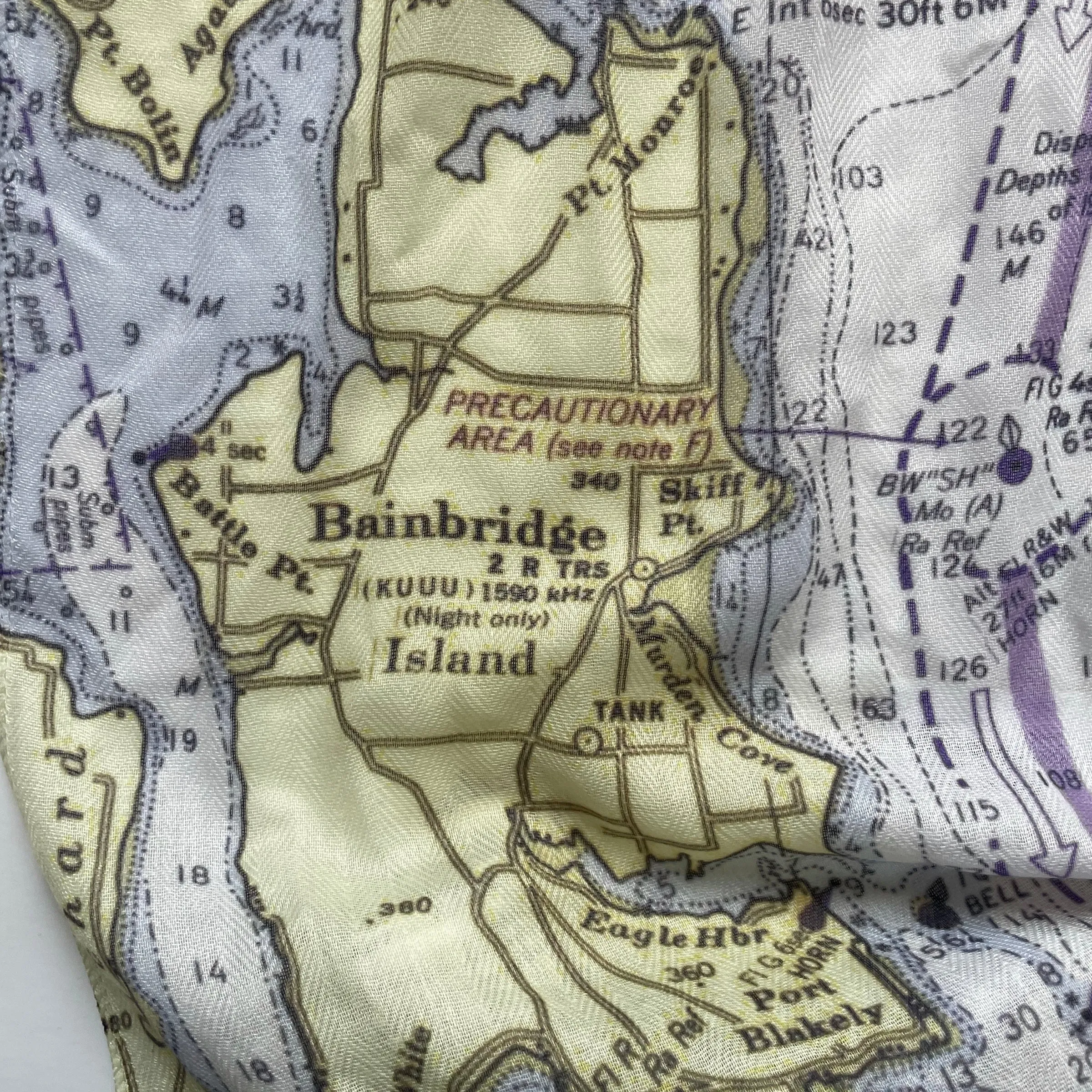 Seattle, WA Puget Sound, Nautical Chart Scarf