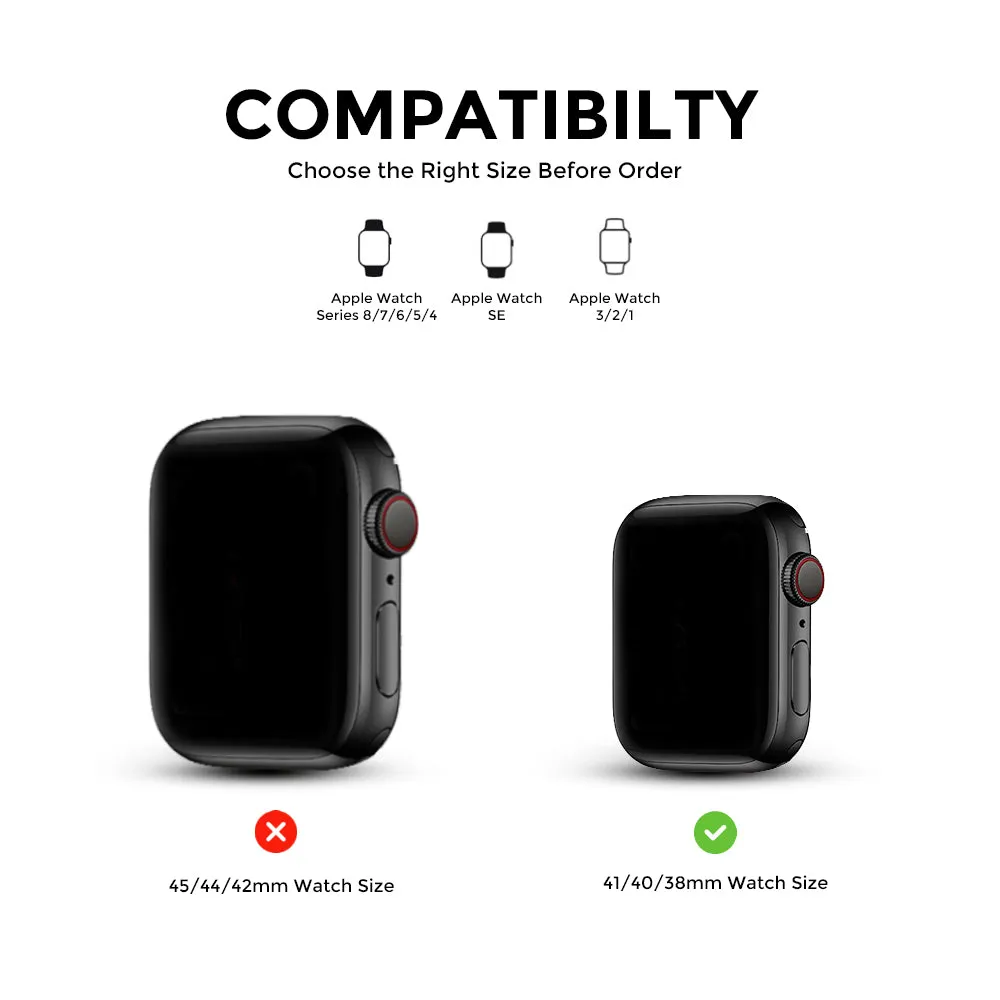 Slim Metal Straps for Apple Watch Band Series SE | 8 | 7 | 6 | 5 | 4 | 3 | 2 | 1 - Silver & Gold
