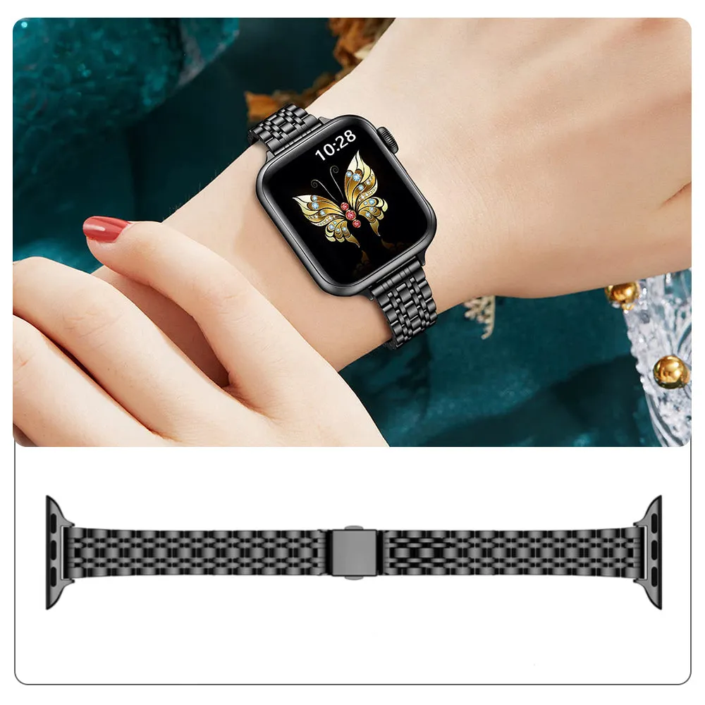 Slim Metal Straps for Apple Watch Band Series SE | 8 | 7 | 6 | 5 | 4 | 3 | 2 | 1 - Silver & Gold