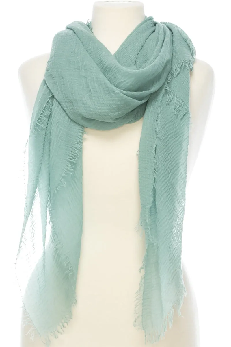 Solid Color Soft Fringe Scarf - Dusty Mint