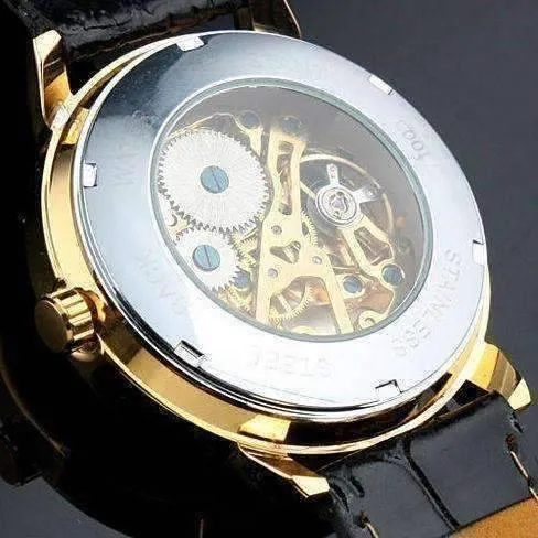 Sophisticated In Gold Mechanical Skeleton Automatic Watch For Men