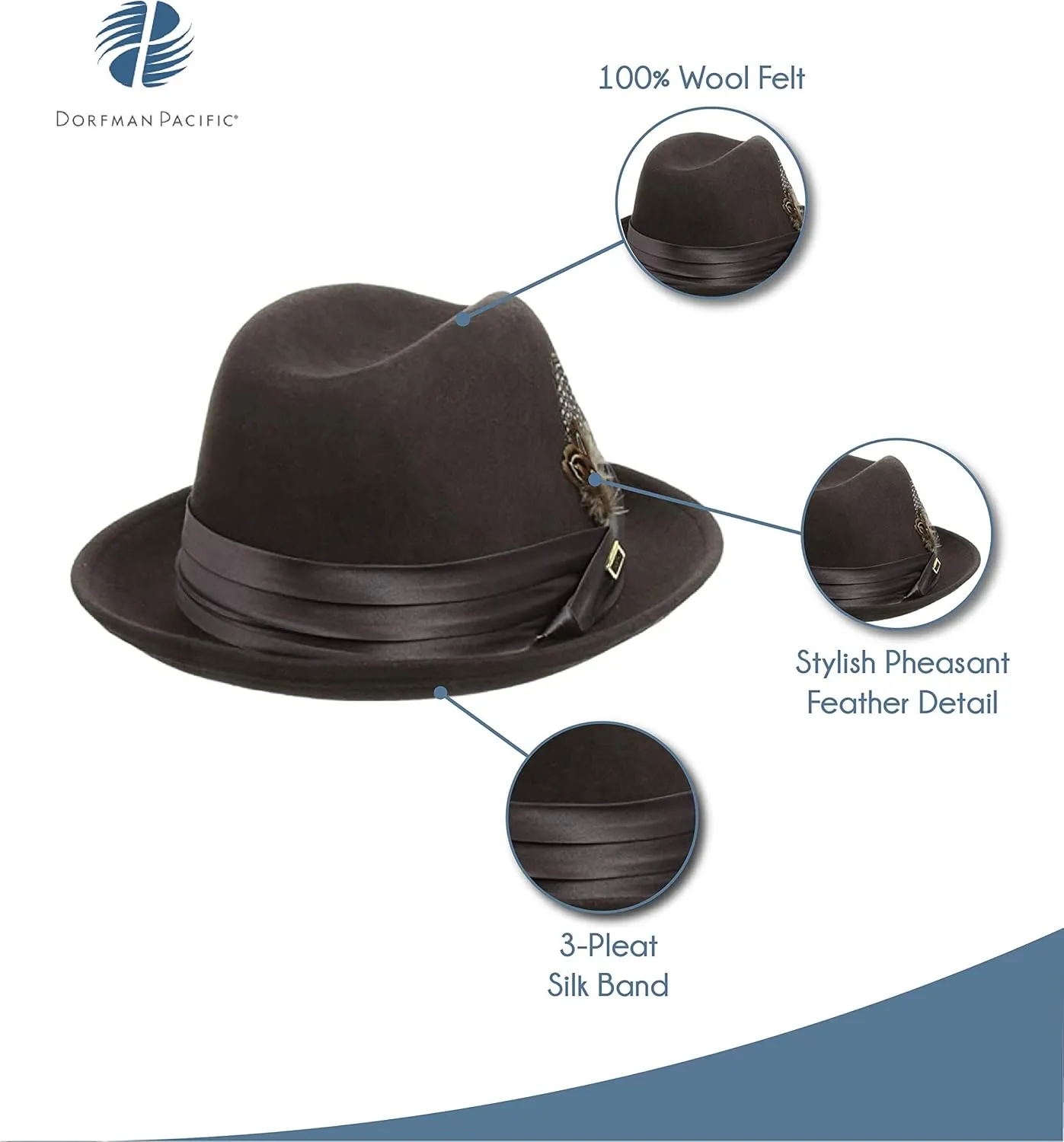 STACY ADAMS Men's Crushable Wool Felt Snap Brim Fedora Hat