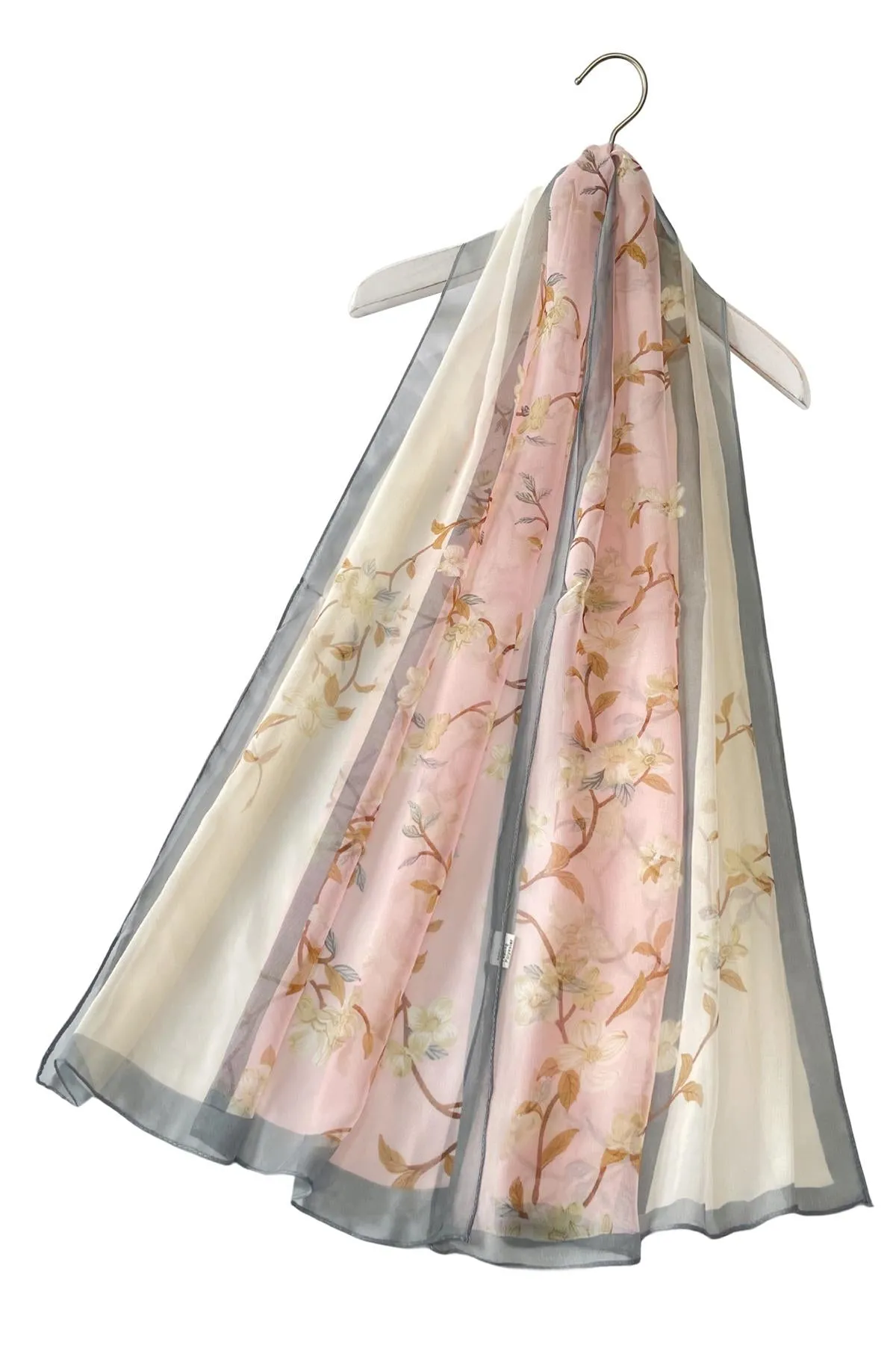 Two Tone Elegant Floral Print Chiffon Scarf