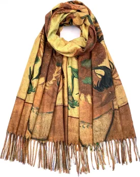 VENVSBEE Reversible Soft Cashmere Feel Scarf Large Shawl Wrap Double-side Art Print Warm Pashmina Klimt Van Gogh Gifts
