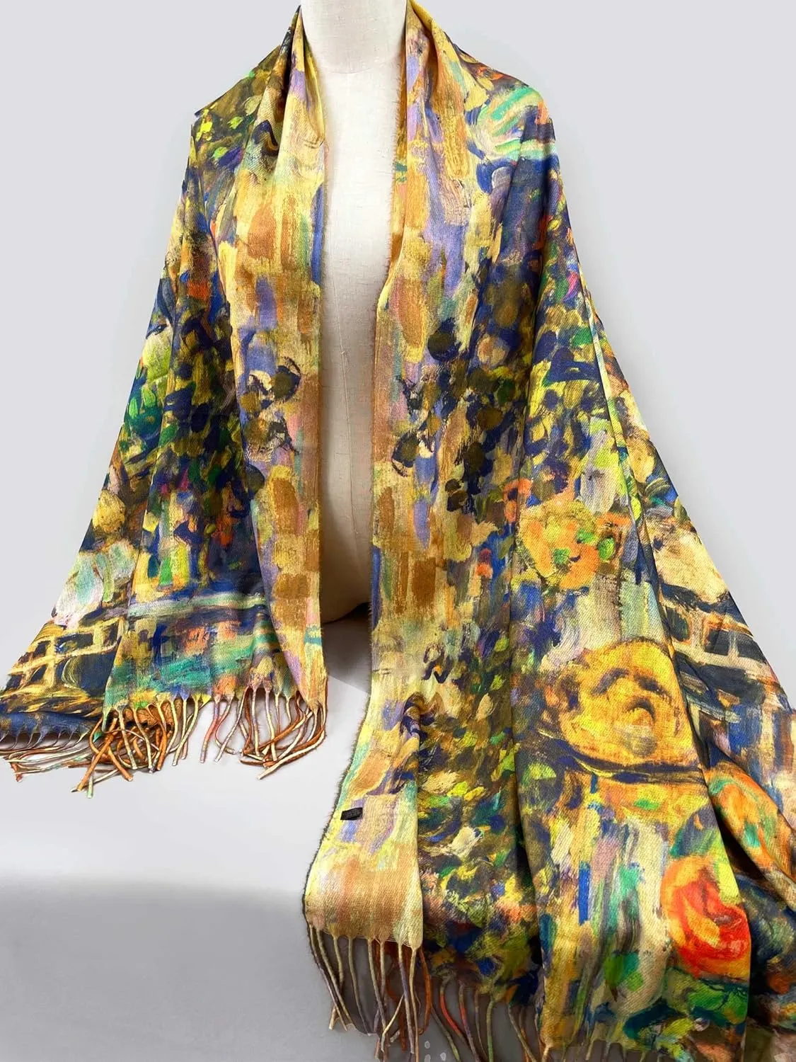 VENVSBEE Reversible Soft Cashmere Feel Scarf Large Shawl Wrap Double-side Art Print Warm Pashmina Klimt Van Gogh Gifts