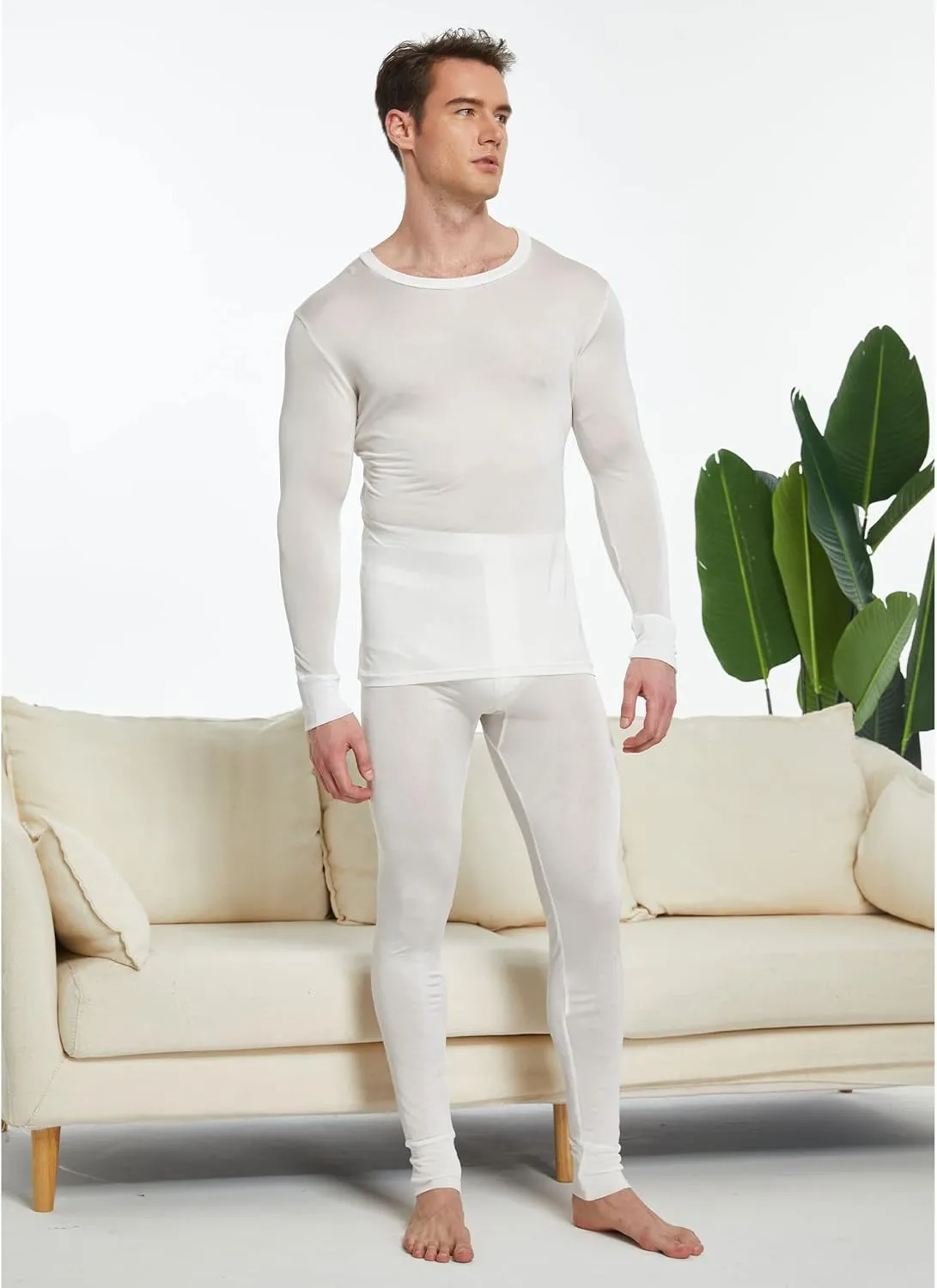 Viamulion Men's Pure Mulberry Silk Knitted Thermal Underwear Set