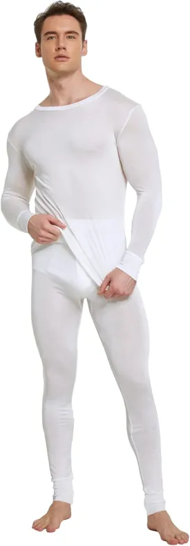 Viamulion Men's Pure Mulberry Silk Knitted Thermal Underwear Set
