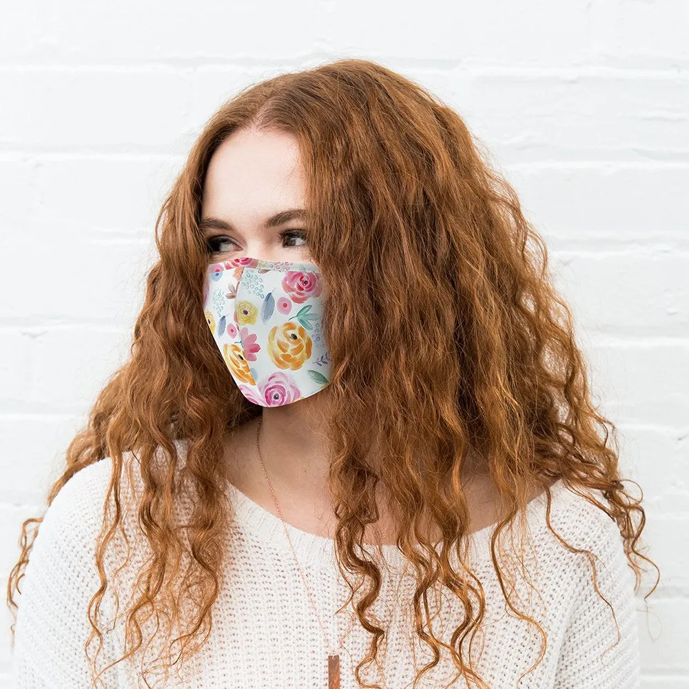 Watercolor Rose Print Protective Cloth Face Mask