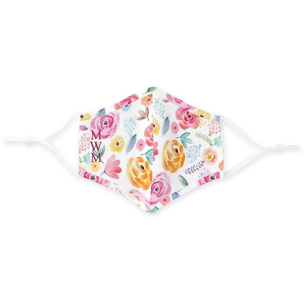 Watercolor Rose Print Protective Cloth Face Mask