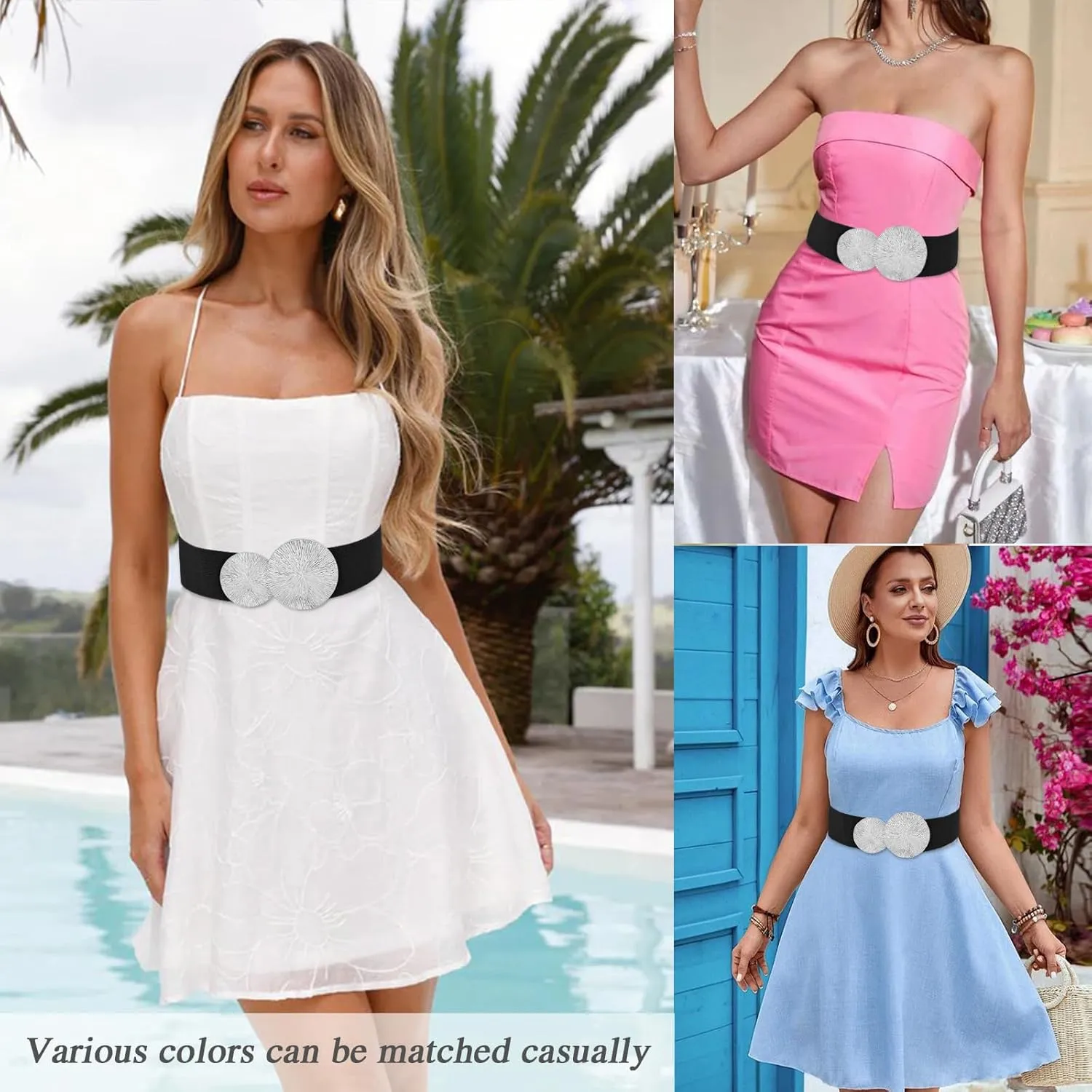 Women Wide Stretchy Waist Belts Elastic Cinch Belt for Dresses