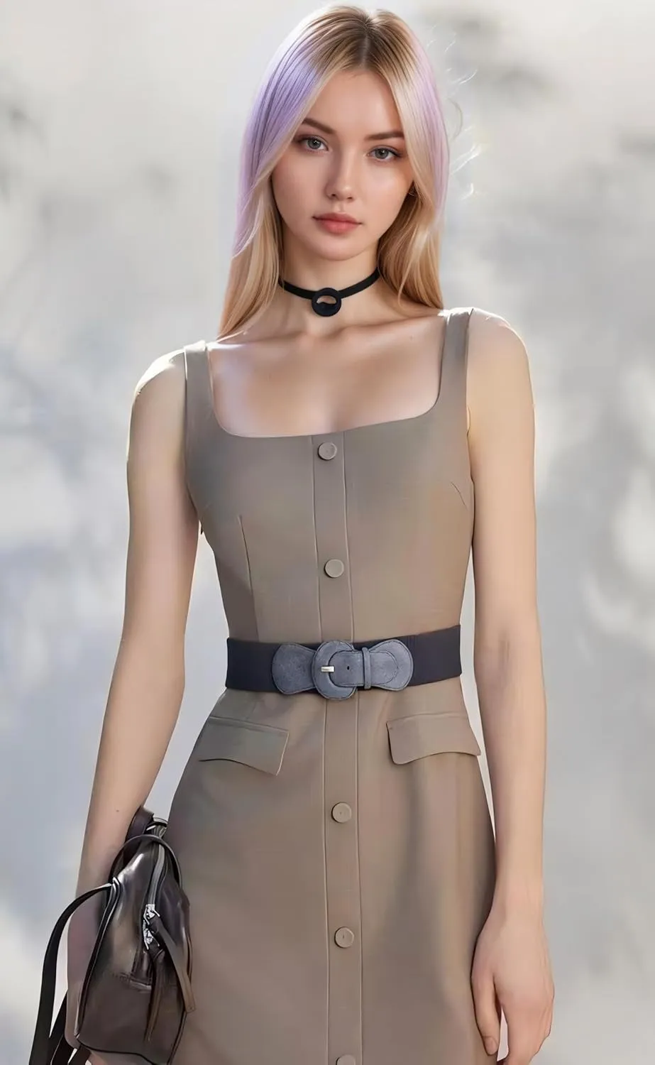 Women's Wide Stretchy Cinch Belt Vintage Chunky Buckle Elastic Belts for Dress