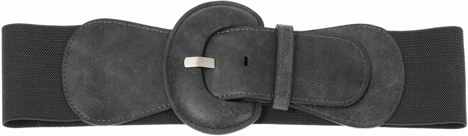 Women's Wide Stretchy Cinch Belt Vintage Chunky Buckle Elastic Belts for Dress