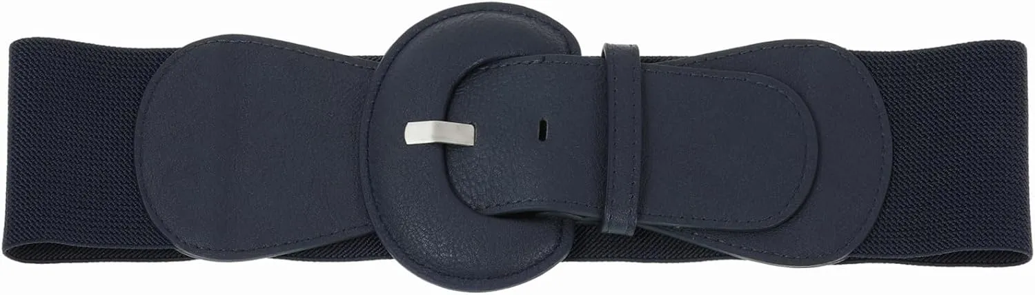 Women's Wide Stretchy Cinch Belt Vintage Chunky Buckle Elastic Belts for Dress