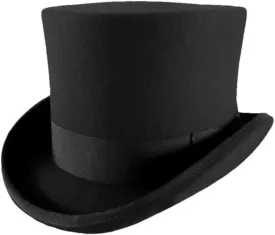 Wool Felt High Top Hat Women Men Asymmetric Cashmere Hat Fashion Ribbon Hats Party Halloween Magician Costume Cap Black L 57-60cm