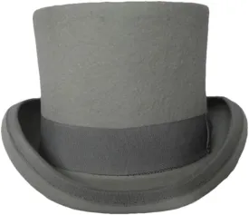 Wool Felt High Top Hat Women Men Asymmetric Cashmere Hat Fashion Ribbon Hats Party Halloween Magician Costume Cap gray9 XL 60-62cm