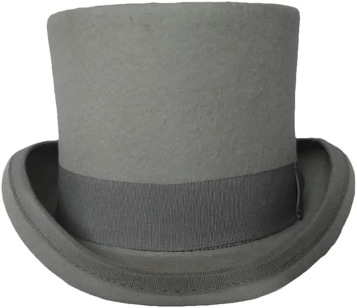 Wool Felt High Top Hat Women Men Asymmetric Cashmere Hat Fashion Ribbon Hats Party Halloween Magician Costume Cap gray9 XL 60-62cm