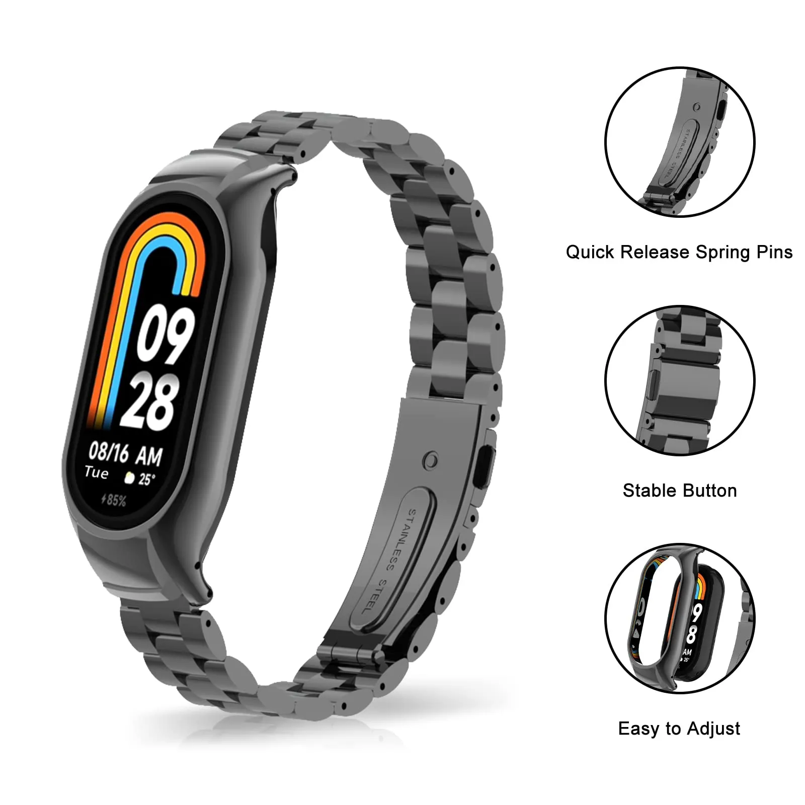 Xiaomi Mi Band 8 Metal Watch Strap | Black